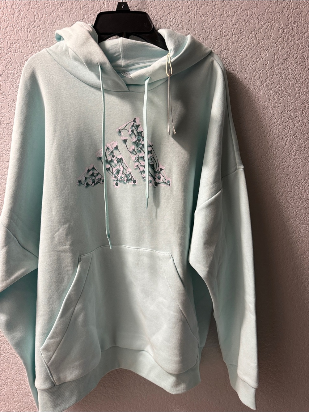 adidas Mint Green Floral Logo Hoodie
